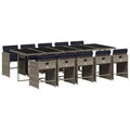 vidaXL Patio Dining Set of 10 Gray PE Rattan Large Collapsible