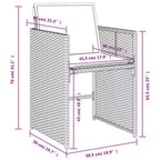 vidaXL Patio Dining Set of 10 Gray PE Rattan Large Collapsible