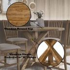 GDFStudio Sandra moderne 5-delige eettafelset van verweerd hout met 4 gestoffeerde stoelen