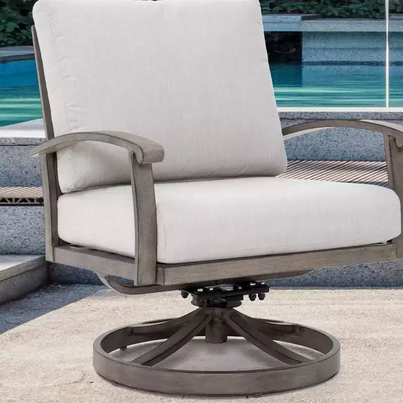 HAPPATIO aluminium tuinmeubelset van 5 delen voor buiten, terrasstoelen met voetenbankjes en bijzettafel, loungeset voor veranda en tuin (grijs)
