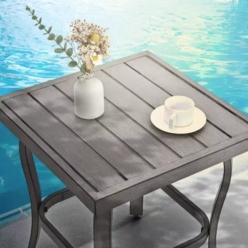 HAPPATIO aluminium tuinmeubelset van 5 delen voor buiten, terrasstoelen met voetenbankjes en bijzettafel, loungeset voor veranda en tuin (grijs)