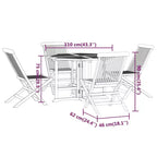 vidaXL 5-Piece Foldable Patio Dining Set - Solid Teak Wood - Weather Resistant Outdoor Furniture - Easy Assembly - Space Saving