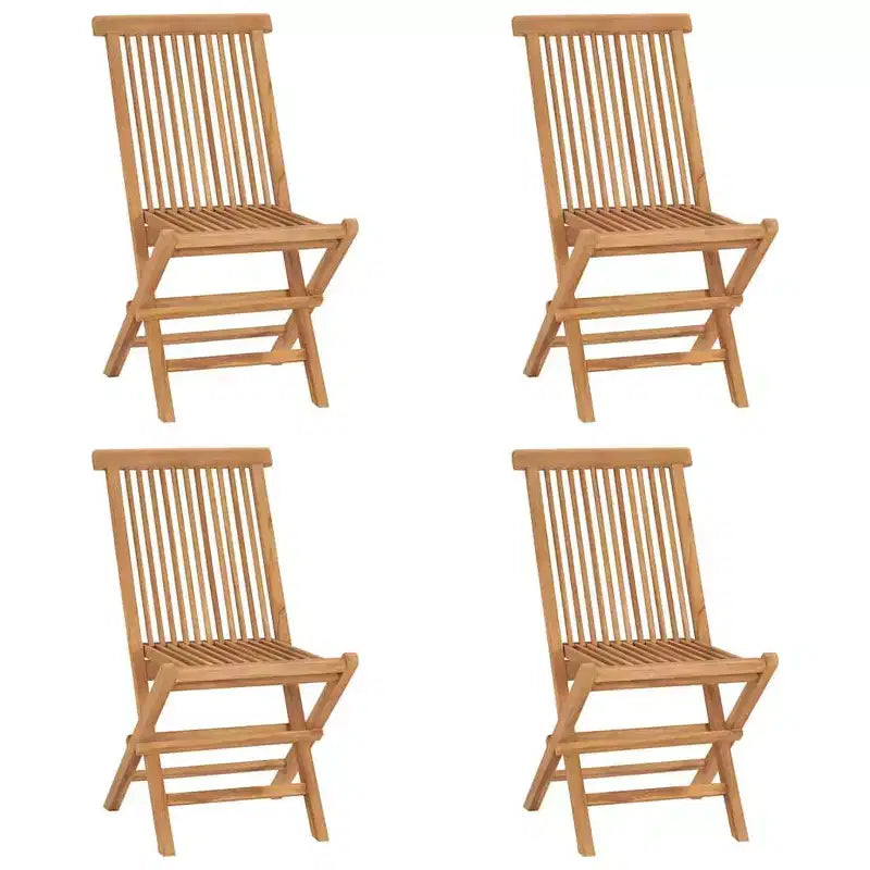 vidaXL 5-Piece Foldable Patio Dining Set - Solid Teak Wood - Weather Resistant Outdoor Furniture - Easy Assembly - Space Saving