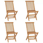 vidaXL 5-Piece Foldable Patio Dining Set - Solid Teak Wood - Weather Resistant Outdoor Furniture - Easy Assembly - Space Saving