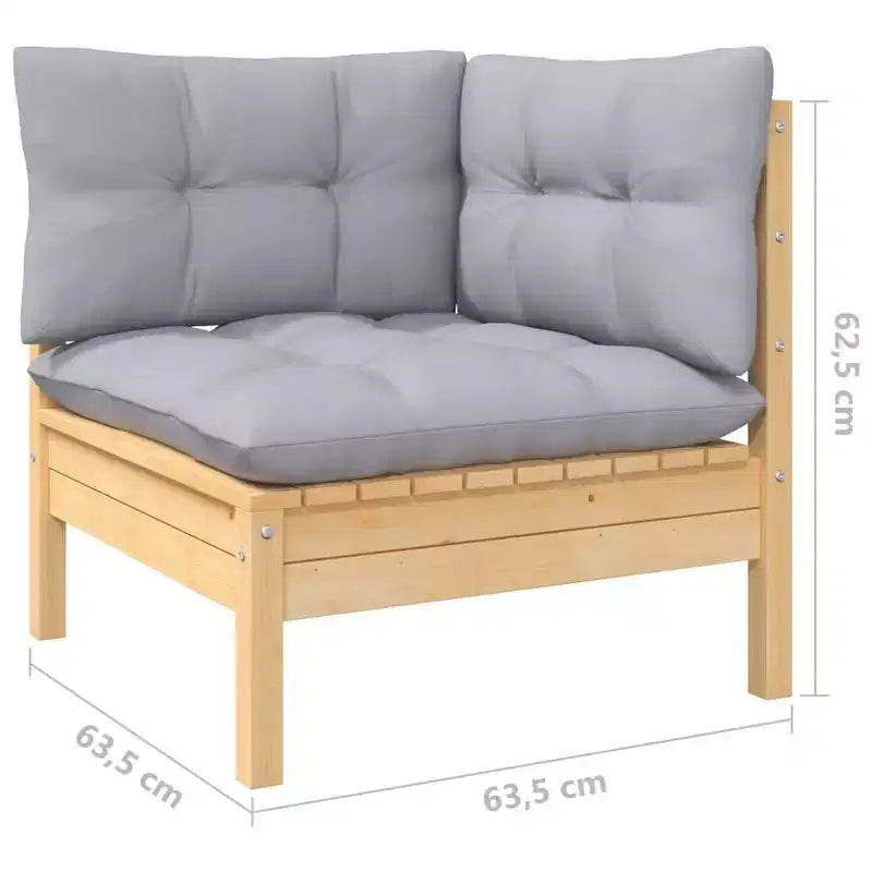vidaXL 13-delige loungeset voor terras van massief grenenhout met kussens - bruin en grijs