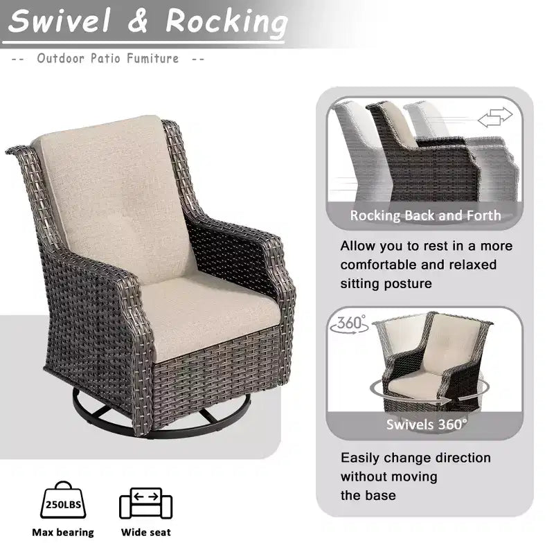 UPTIOT 5-Piece Outdoor Wicker Patio Furniture Set