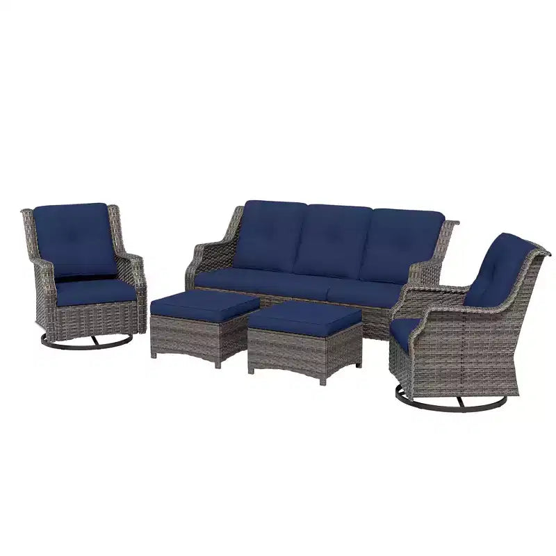 UPTIOT 5-Piece Outdoor Wicker Patio Furniture Set