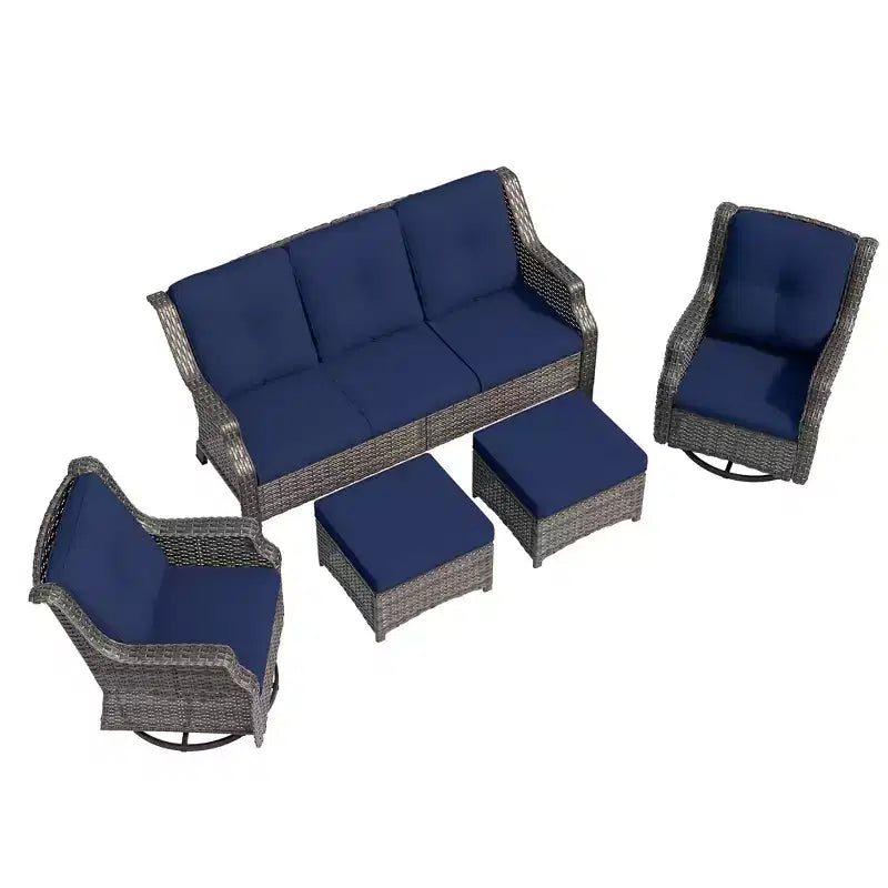 UPTIOT 5-Piece Outdoor Wicker Patio Furniture Set