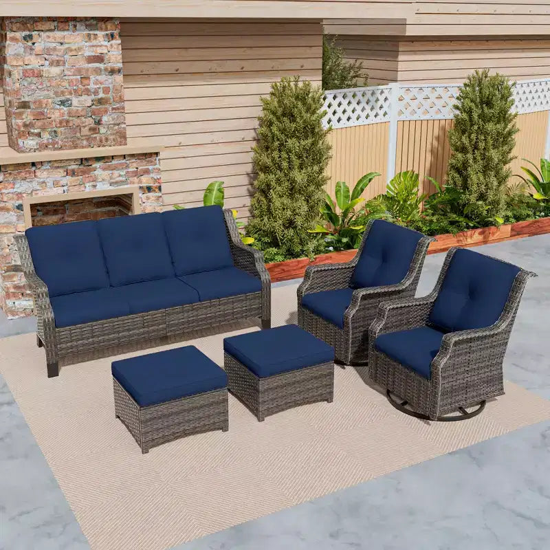 UPTIOT 5-Piece Outdoor Wicker Patio Furniture Set