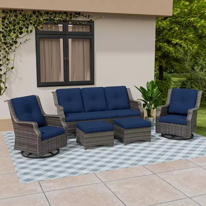 UPTIOT 5-Piece Outdoor Wicker Patio Furniture Set