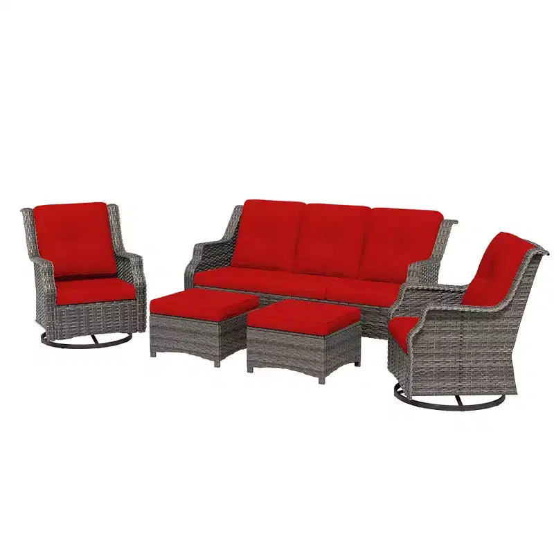 UPTIOT 5-Piece Outdoor Wicker Patio Furniture Set