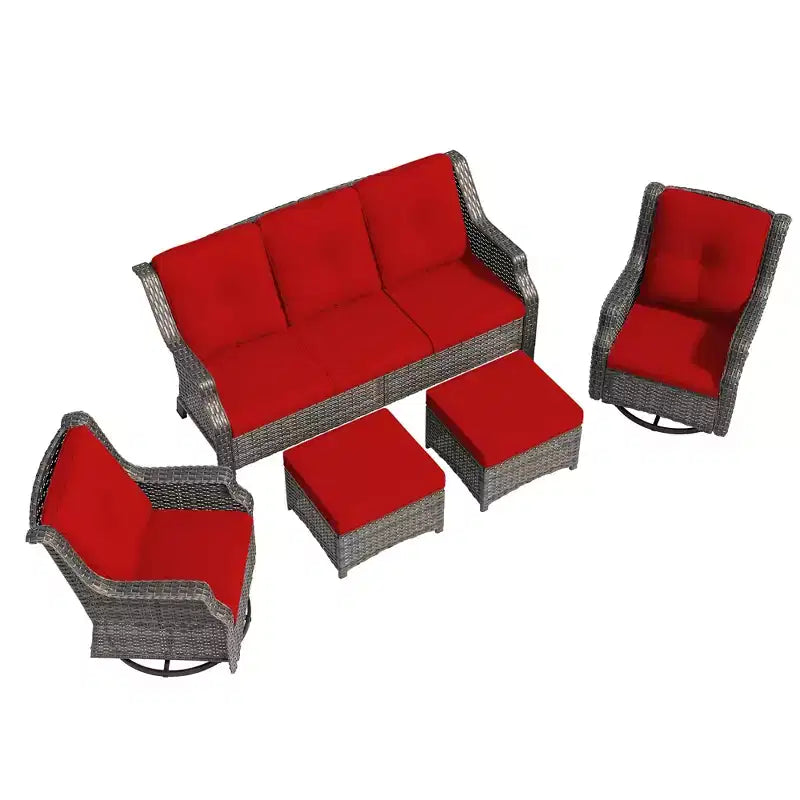 UPTIOT 5-Piece Outdoor Wicker Patio Furniture Set
