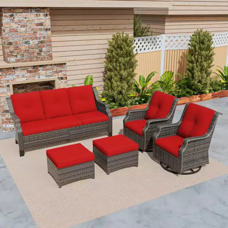 UPTIOT 5-Piece Outdoor Wicker Patio Furniture Set