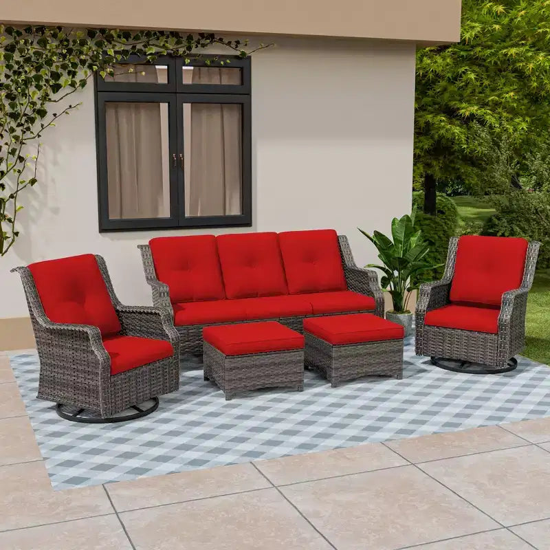 UPTIOT 5-Piece Outdoor Wicker Patio Furniture Set
