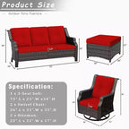 UPTIOT 5-Piece Outdoor Wicker Patio Furniture Set