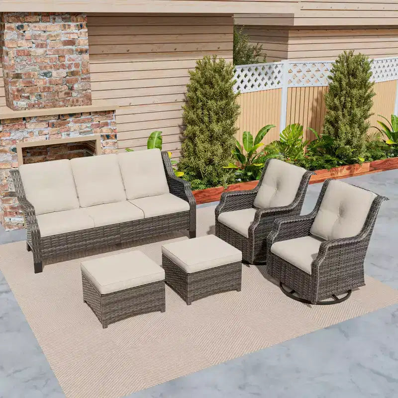 UPTIOT 5-Piece Outdoor Wicker Patio Furniture Set