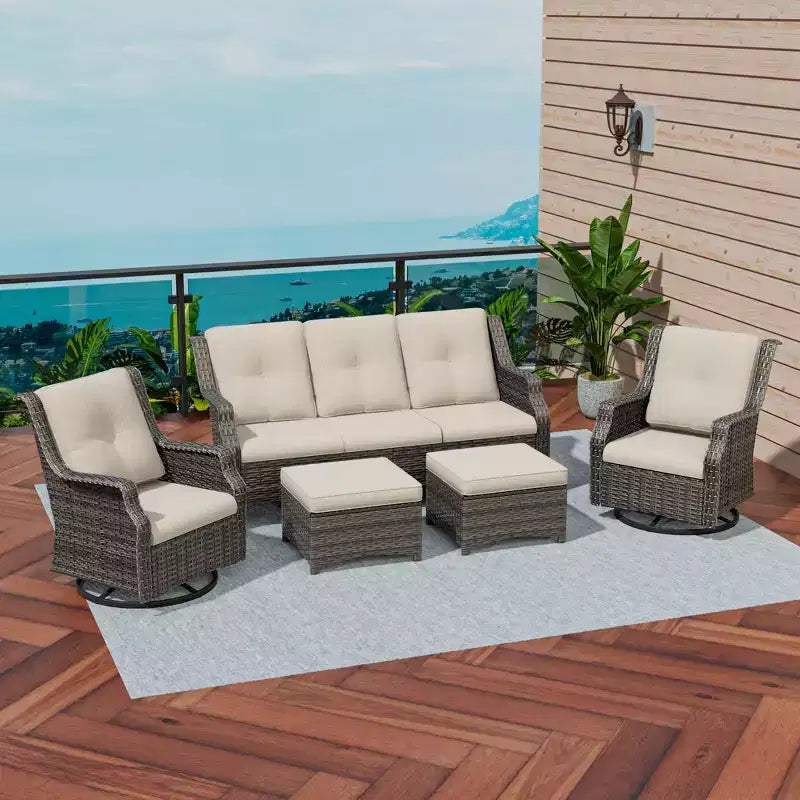 UPTIOT 5-Piece Outdoor Wicker Patio Furniture Set