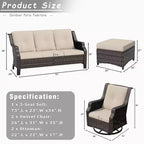 UPTIOT 5-Piece Outdoor Wicker Patio Furniture Set