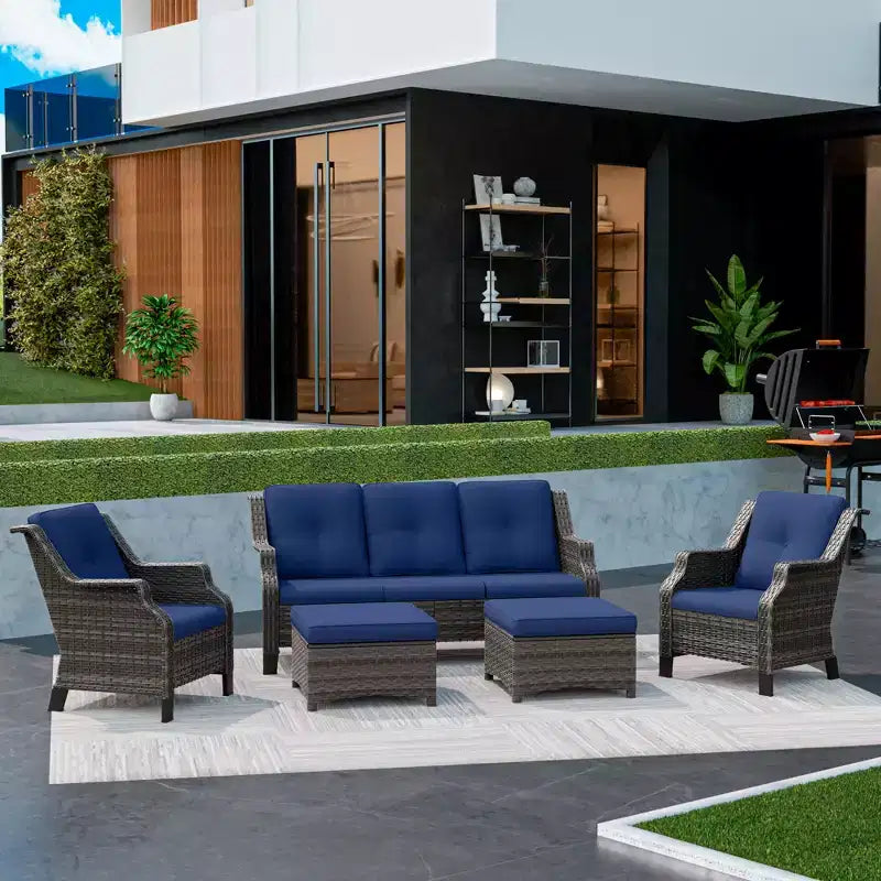 UPTIOT 5-Pieces Outdoor Patio Conversation Sectional Seating Set