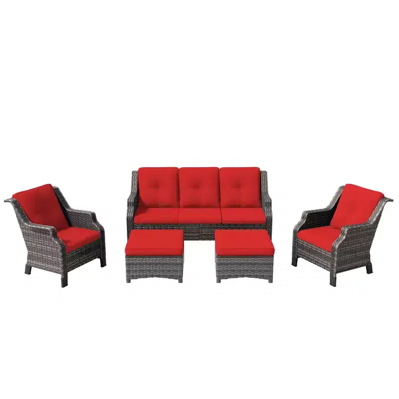 UPTIOT 5-Pieces Outdoor Patio Conversation Sectional Seating Set