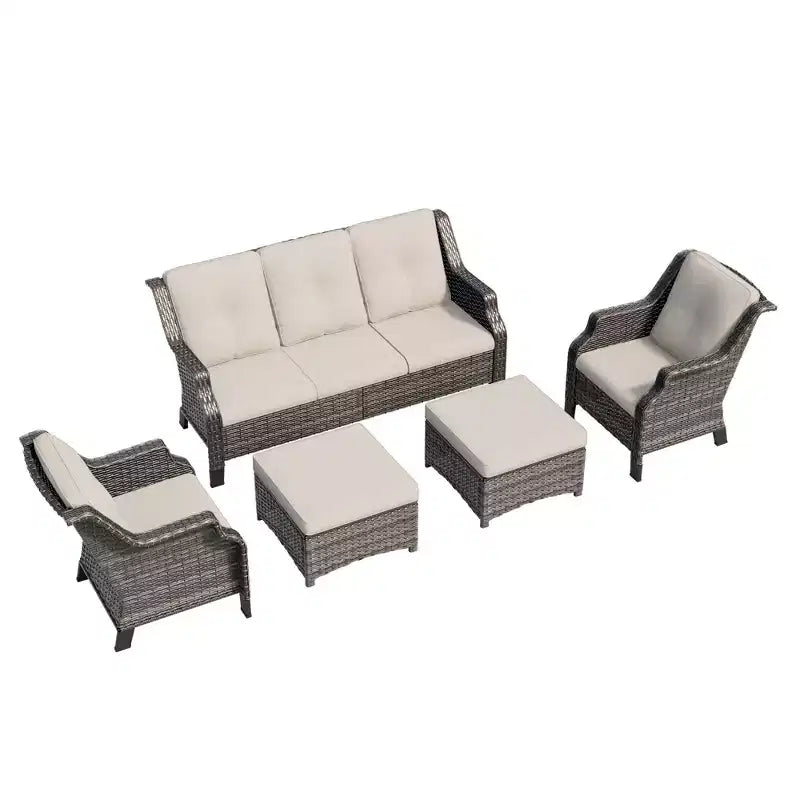 UPTIOT 5-Pieces Outdoor Patio Conversation Sectional Seating Set
