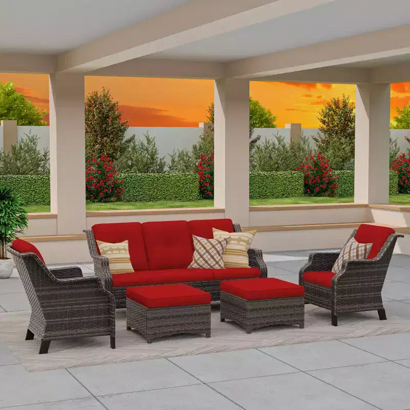 UPTIOT 5-Pieces Outdoor Patio Conversation Sectional Seating Set
