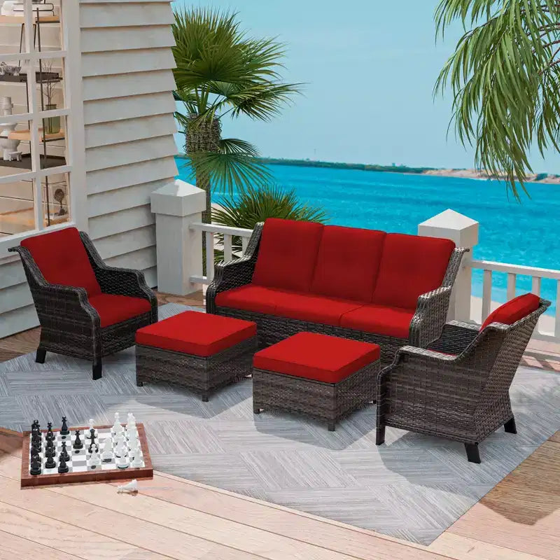 UPTIOT 5-Pieces Outdoor Patio Conversation Sectional Seating Set
