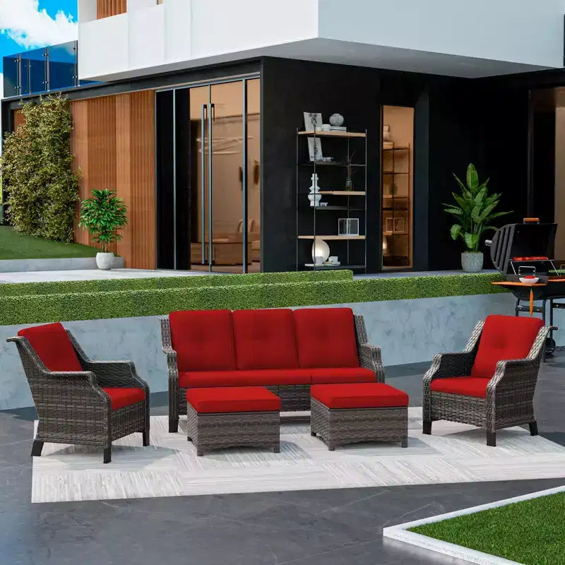 UPTIOT 5-Pieces Outdoor Patio Conversation Sectional Seating Set