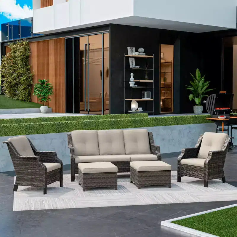 UPTIOT 5-Pieces Outdoor Patio Conversation Sectional Seating Set