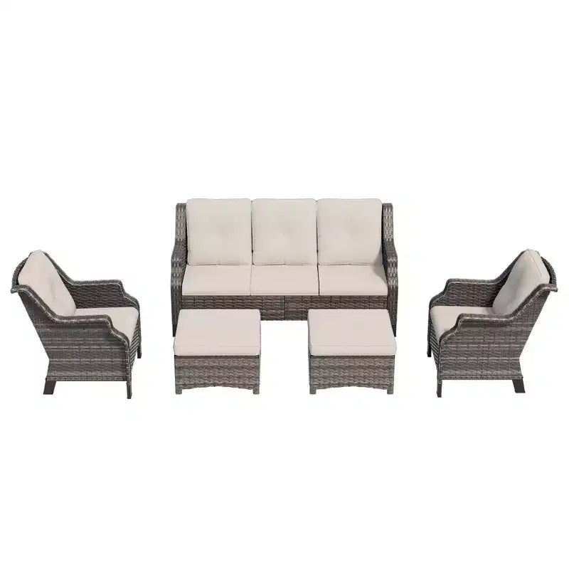 UPTIOT 5-Pieces Outdoor Patio Conversation Sectional Seating Set