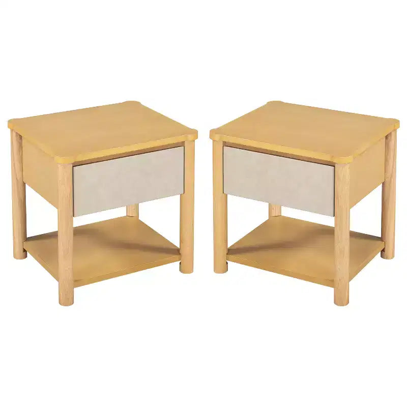 Queen/King Bed Frame Set with 2 Nightstands, Wood Platform Bed with Headboard & Matching Bedside Tables - ModernLuxe
