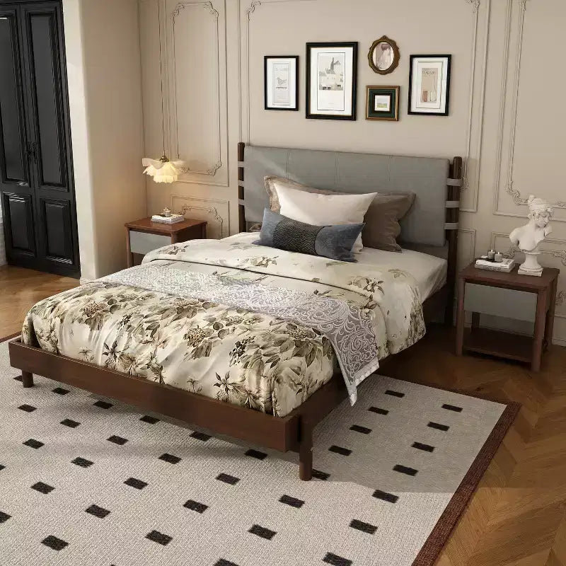 Queen/King Bed Frame Set with 2 Nightstands, Wood Platform Bed with Headboard & Matching Bedside Tables - ModernLuxe