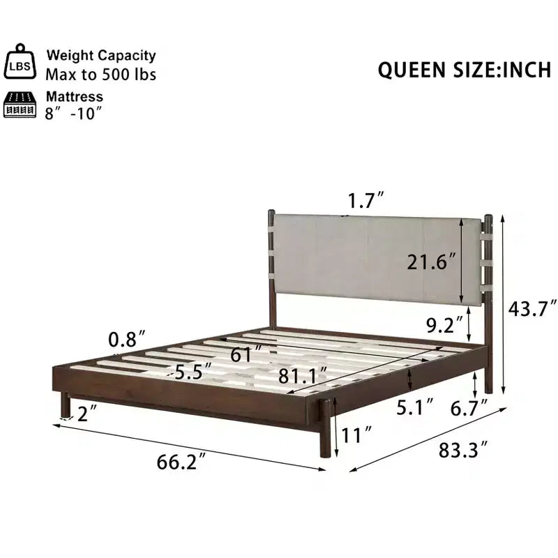 Queen/King Bed Frame Set with 2 Nightstands, Wood Platform Bed with Headboard & Matching Bedside Tables - ModernLuxe