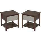 Queen/King Bed Frame Set with 2 Nightstands, Wood Platform Bed with Headboard & Matching Bedside Tables - ModernLuxe