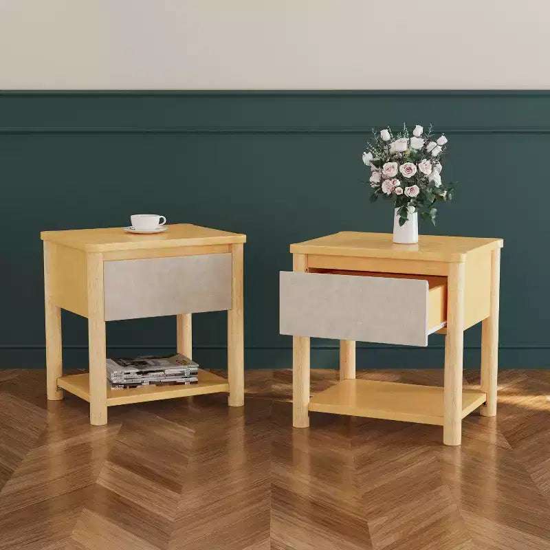 Queen/King Bed Frame Set with 2 Nightstands, Wood Platform Bed with Headboard & Matching Bedside Tables - ModernLuxe