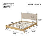 Queen/King Bed Frame Set with 2 Nightstands, Wood Platform Bed with Headboard & Matching Bedside Tables - ModernLuxe