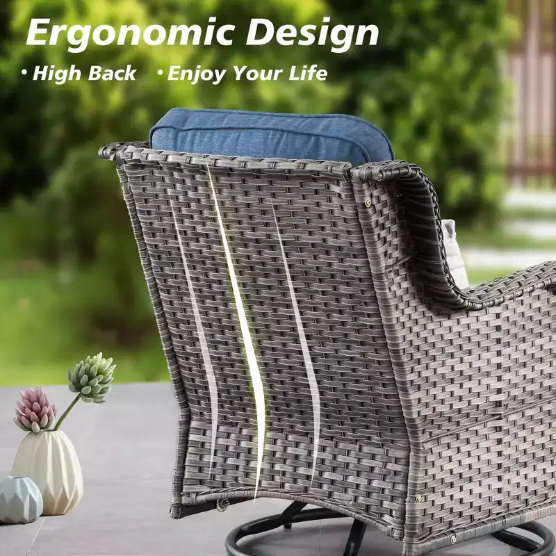 HOMLUX tuinmeubelset met draaibare schommelstoelen en vuurtafel