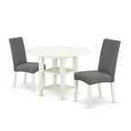 Urban Oasis 3Pc Dining Set - 20x42 Table & 2 Parsons Chairs - Linen White Legs - Gray Fabric