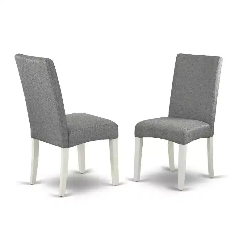 Urban Oasis 3-delige eetset – tafel van 20x42 en 2 Parsons-stoelen – linnenwitte poten – grijze stof