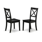Mediterrane eetkamerset, 7-delig - tafel en 6 stoelen - 36x60 inch - zwarte afwerking - HomeStock