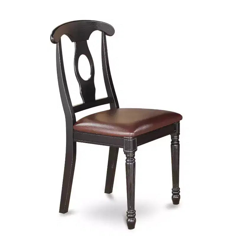 5-Piece Black Finish Solid Wood Top - Dining Room Set - Seats-4