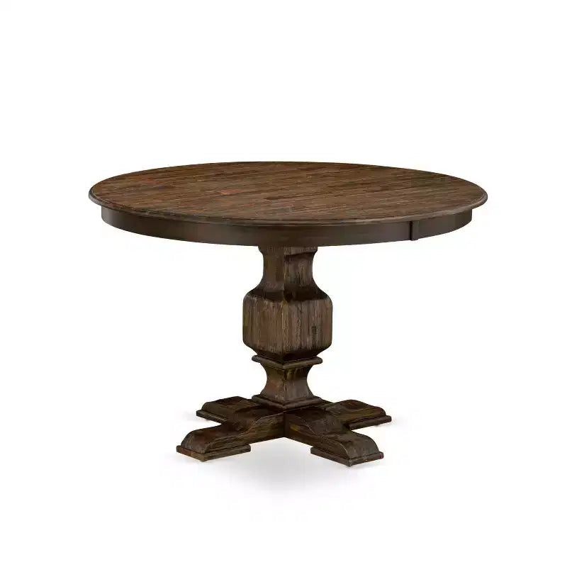HomeStock 3-delige eettafelset met massief houten blad, verweerde jacobean-afwerking en 2 stoelen