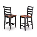 HomeStock 3-Pc Black Finish Solid Wood Top - Dining Room Set - Seats 4