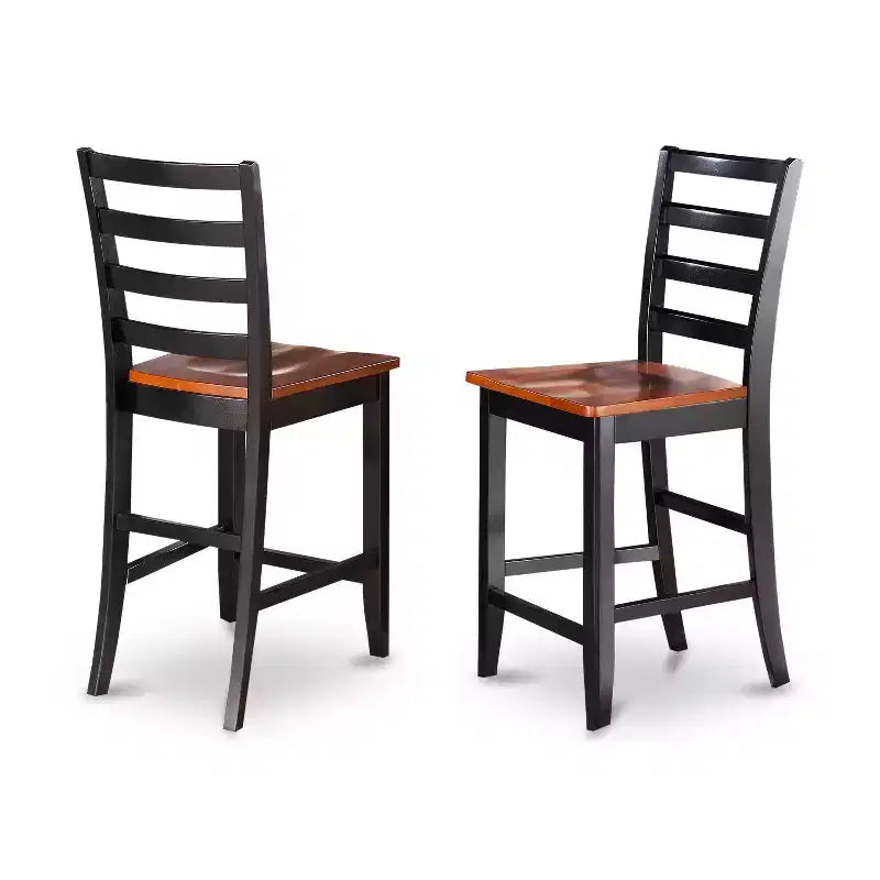 HomeStock 3-Pc Black Finish Solid Wood Top - Dining Room Set - Seats 4