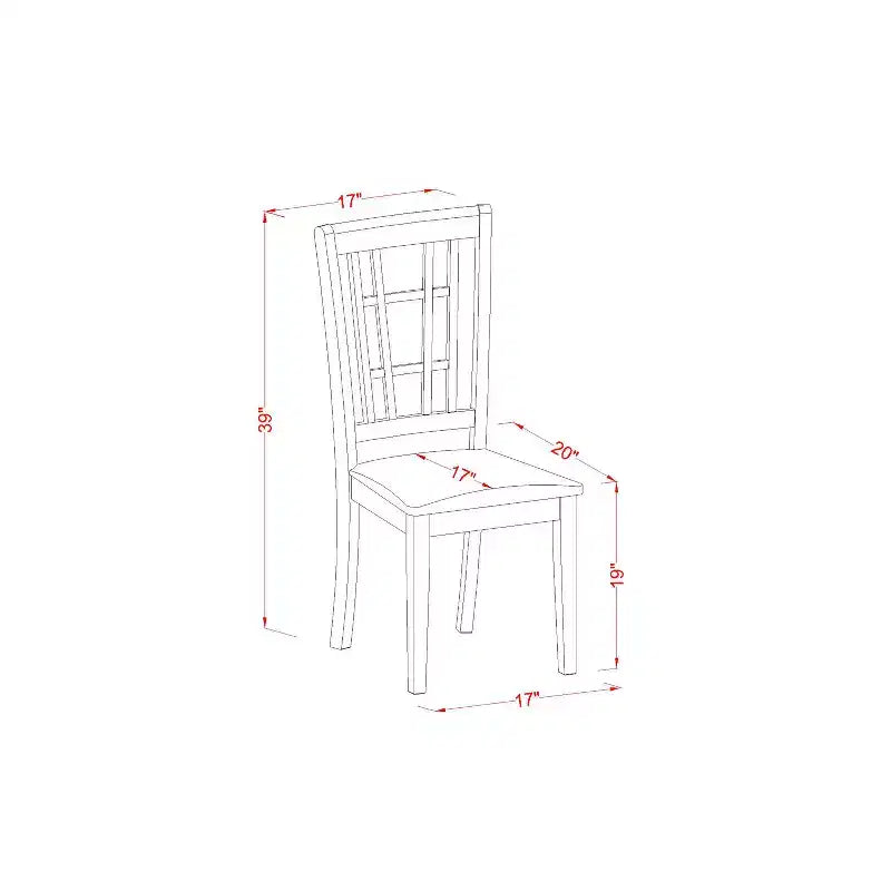 Gothic eetkamermeubelset, 7-delig - kersenkleurige tafel en 6 stoelen - massief houten eethoekset