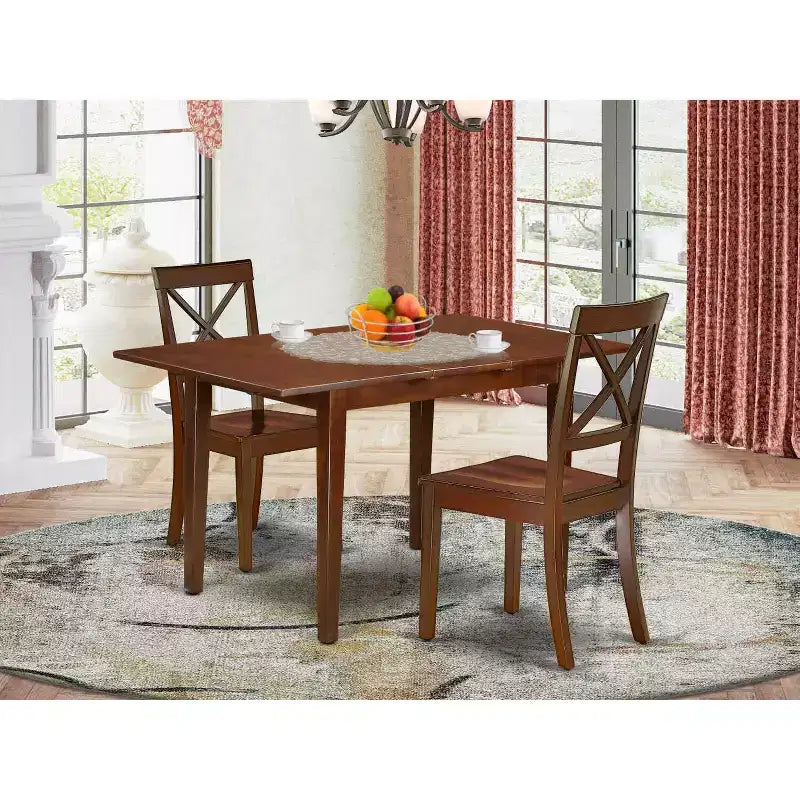 Vintage keukeneetkamerset - tafel met vlinderblad en 2 stoelen - mahoniefinish van 32x54 inch