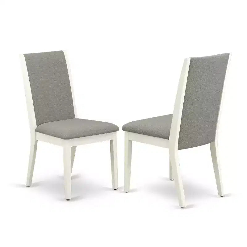 HomeStock 5-Piece Rectangle Wire Brushed Linen White Finish Solid Wood Top Dining table with 4 Chairs