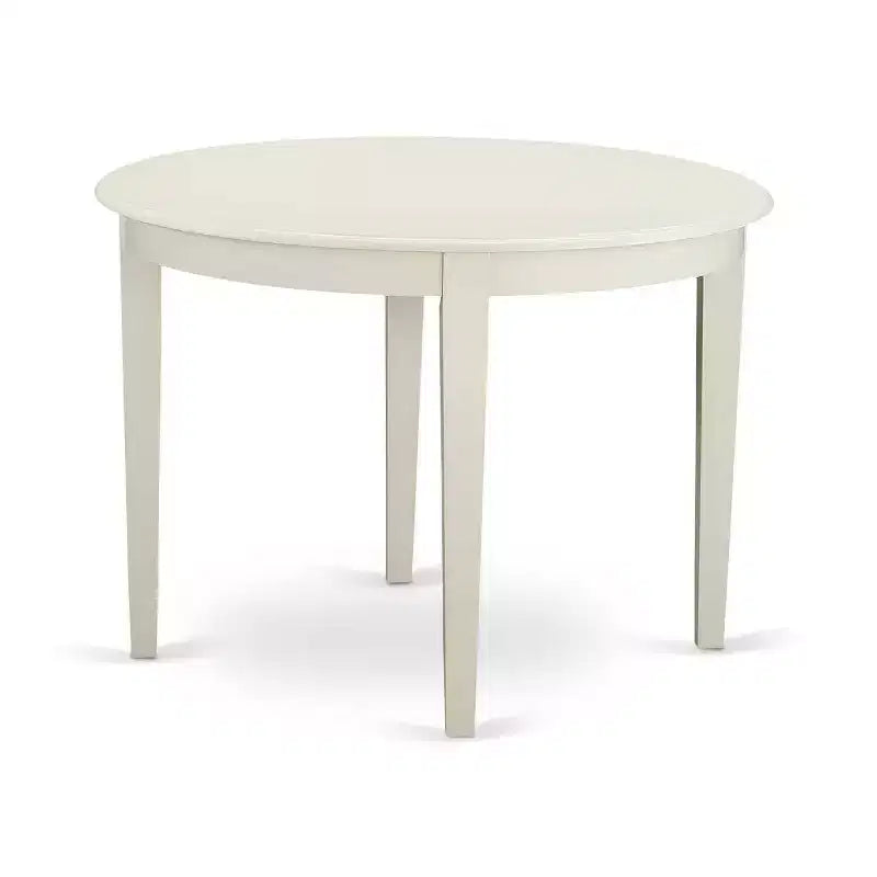 Ronde eethoekset - 3-delig keukentafel en stoelen - linnenwitte afwerking - modern Parsons-design