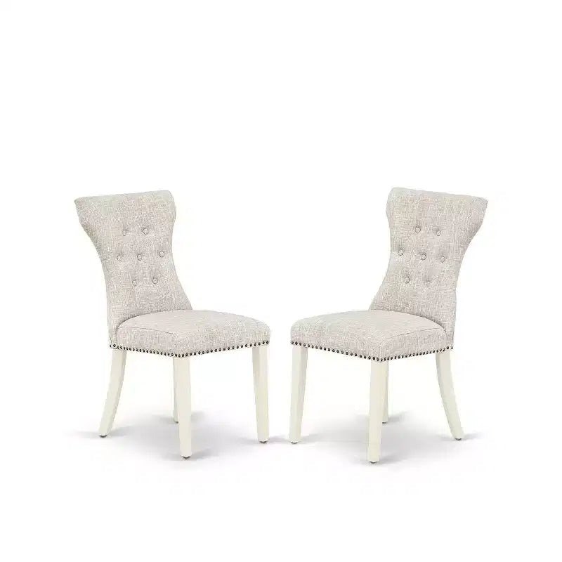Ronde eethoekset - 3-delig keukentafel en stoelen - linnenwitte afwerking - modern Parsons-design