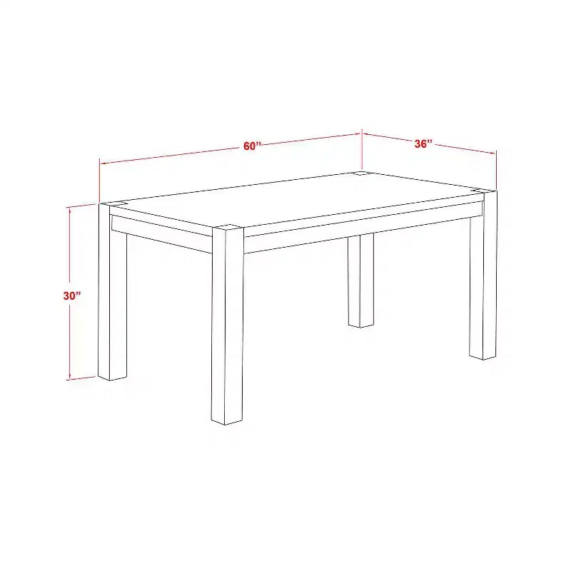 5-delige eetkamerset met veelkleurig massief houten blad - rechthoekig, met knoopstiksel - geschikt voor 4 personen